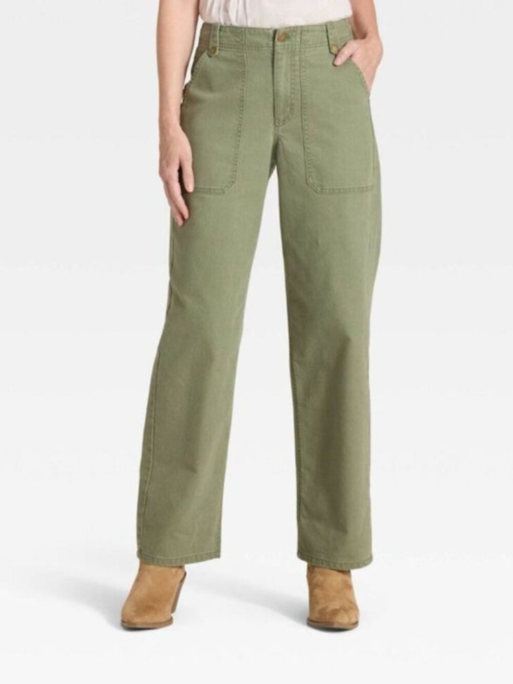 Universal Thread Mid Rise Straight Leg Cargo Pant Green Size 4 Like New